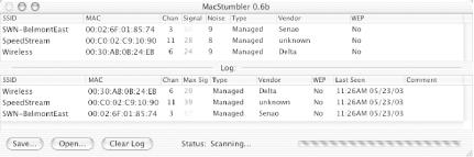 MacStumbler’s main screen.