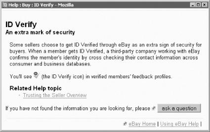 This reassuring page is shown to anyone who clicks the ID Verify icon next to your user ID