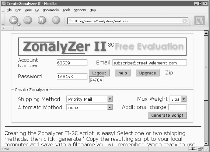 Use Zonalyzer to generate a personalized shipping cost calculator for your auctions