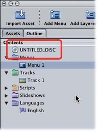Using the Outline tab to select the disc