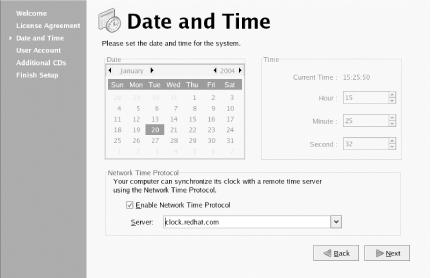 The Date and Time screen