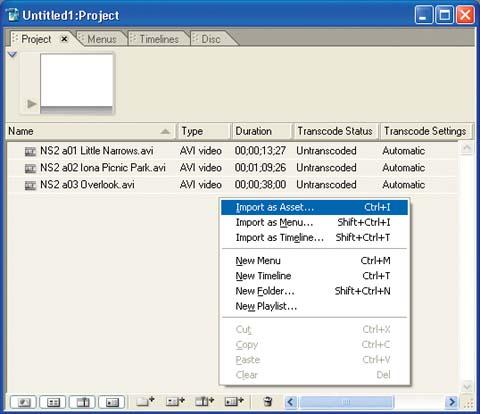 Import your video clip asset files into the Project window.