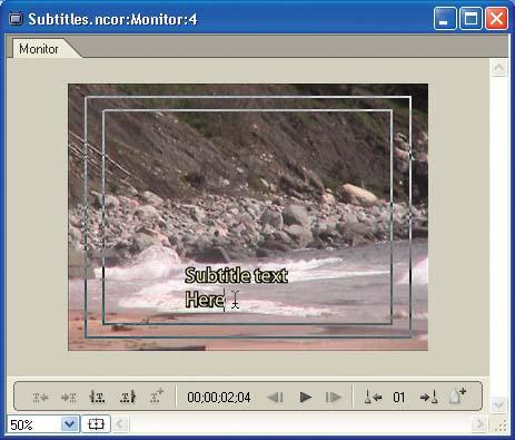 Create subtitles by typing the text directly in the Monitor window.