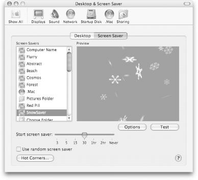 The Screen Effects preferences panel
