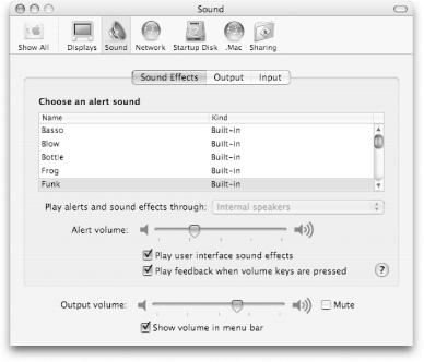 The Sound preferences panel