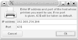 Specifying the IP address and port of your Macintosh’s CUPS server