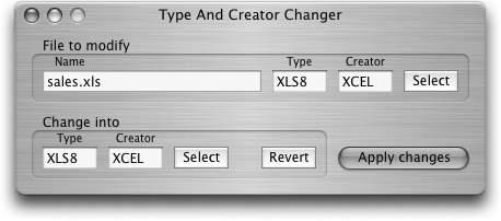 Drag any icon from the desktop directly onto Type and Creator Changer’s icon to view the icon’s type and creator codes. Capitalization and spaces count, so if you see a creator code that appears to have only three letters, then a space at the end is also part of the code.