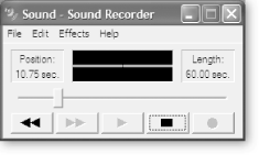 When you're recording, Windows tells you how many seconds the sound will last. This clip will be a looong startup sound, as Sound Recorder shows that it's already at 60 seconds.