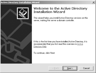 Beginning Active Directory installation