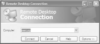 The basic Remote Desktop Connection screen