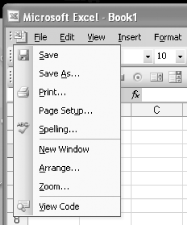 Quick access menu to the private module for the workbook object