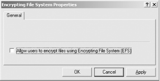 Disabling EFS in Windows XP/2003