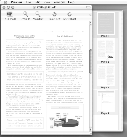Viewing a PDF document through Mac OS X's Preview application