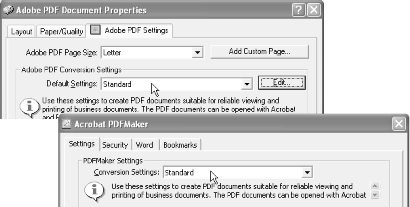 Distiller settings, which you use whenever you create PDFs using Acrobat