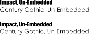 Original fonts (top) approximated by Acrobat (bottom), when they are not embedded in the PDF and they are not available on the system