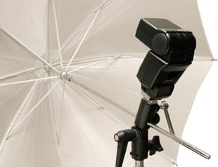 Flash on stand with umbrella reflector
