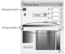Color proxy Sliders In the color Mixer Panel Control the Blending Of Gradients