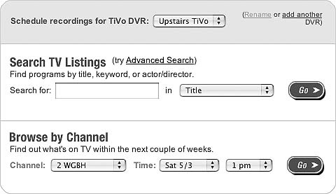 Scheduling a recording through TiVo Central Online