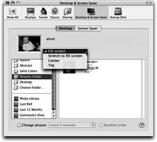 Desktop preferences let you choose several ways to display pictures on your Desktop.