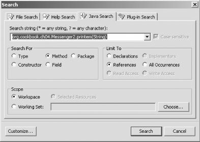 Performing a Java search