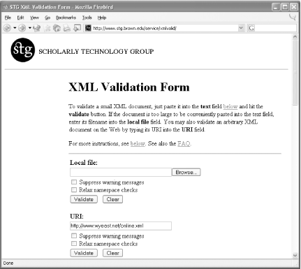 Brown University’s XML validation form