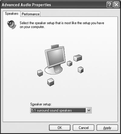Configure Windows XP for 6-speaker operation.