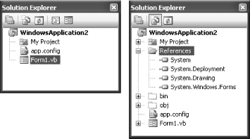 Two views of the Solution Explorer
