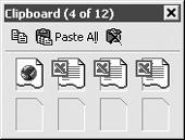 Paste-o-rama. With Office’s enhanced clipboard, you can cut and paste multiple selections at once.