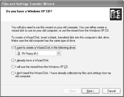 Windows XP Files and Setting Transfer Wizard