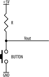 A pull-up resistor and a push button