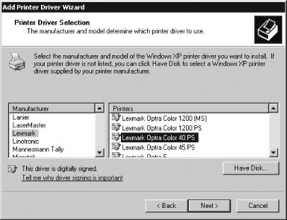 Windows ships with a large number of printer drivers