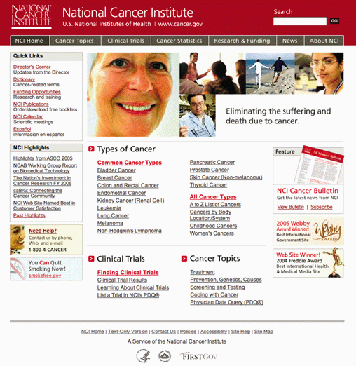The National Cancer Institute’s home page