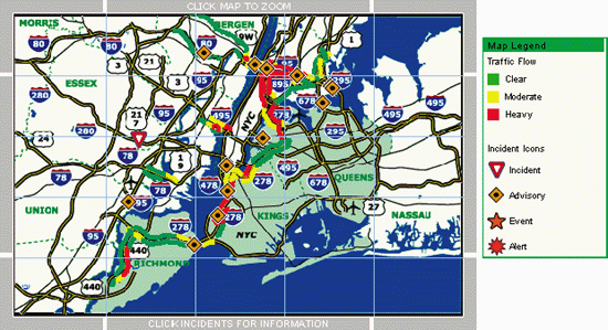 Traffic conditions in New York from TrafficPulse at