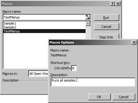 Assigning a shortcut key sequence