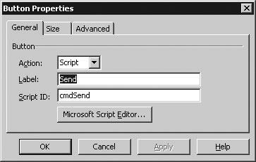 For Button controls, use control properties to add scripts (SP1)