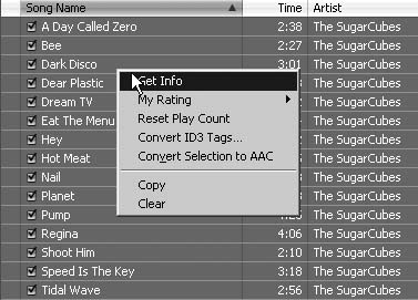 Selecting songs to edit