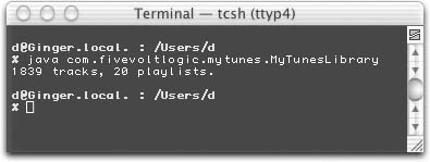 Sample output from MyTunesLibrary
