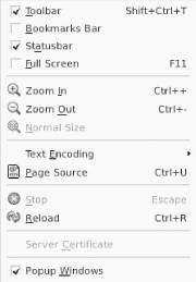 Check box menu items, taken from the Epiphany web browser