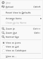 Radio button menu items, taken from the Nautilus file manager