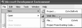 Creating a new web site in Visual Studio 2005