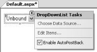 Configuring the DropDownList control