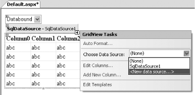 Configuring the GridView control