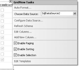 Enabling paging, sorting, and selecting for the GridView control