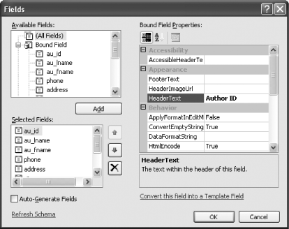 Customizing the header text of a DetailsView control