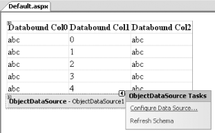 Configuring the ObjectDataSource control