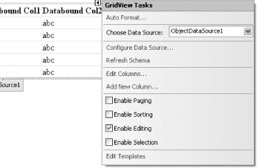 Enabling the GridView control to be edited