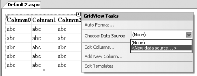 Configuring the GridView control to use a new data source