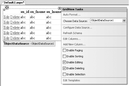 Enabling the GridView control for editing and deleting