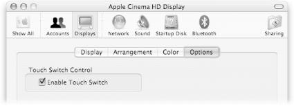 Quit System Preferences, hold down Shift-, and touch your Apple LCD Brightness button to reveal this super-secret Options tab. Turn off the box. Now your system won’t ever go to sleep just because you brush the Power switch.