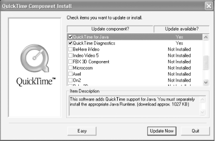 Custom install of QuickTime for Java